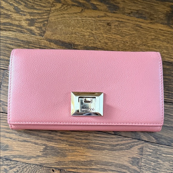 Jimmy Choo Handbags - Jimmy Choo Pink Leather Wallet with Gold-Tone Hardware